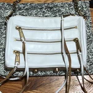 Rebecca Minkoff 5 Zip Crossbody Bag 🤍💛White/Gold Dust Bag